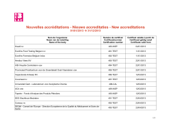 Nouvelles accréditations - Nieuwe accreditaties