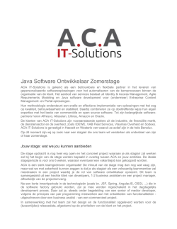 Java Software Ontwikkelaar Zomerstage