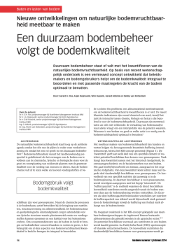 Een duurzaam bodembeheer volgt de bodemkwaliteit