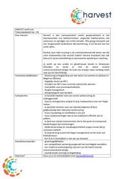 HARVEST werft aan: TEAM MANAGER NL / FR Over Harvest