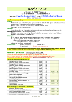 Prijslijst Producten