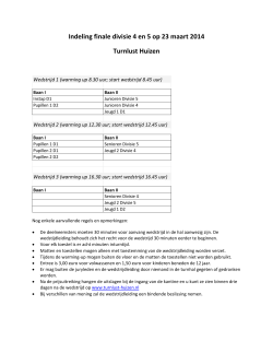 Indeling finale divisie 4 en 5 op 23 maart 2014 Turnlust Huizen