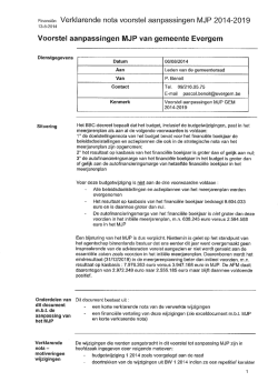 Financiлn Verklarende nota voorstel aanpassingen MJP 2014