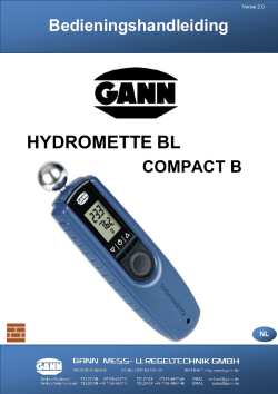 HYDROMETTE BL COMPACT B Bedieningshandleiding