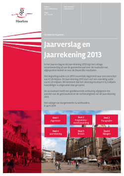 Jaarverslag 2013 - Bestuurlijke informatie gemeente Haarlem