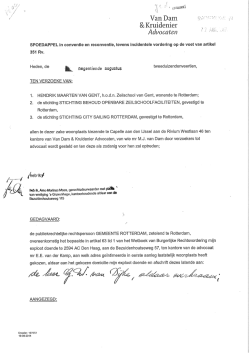 Dagvaarding Van GentDatum: Augustus 2014