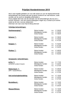Prijslijst Hondentrimmen 2015