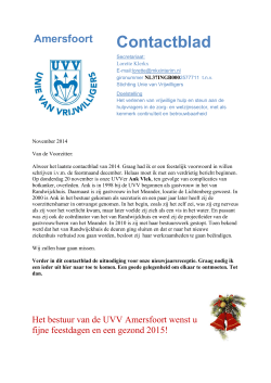 Contactblad november 2014 - Unie Van Vrijwilligers Nederland