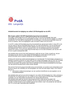 Initiatiefvoorstel PvdA tot wijzgiing van art 2 29 Sluitingstijd APV