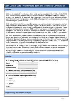 Open Cultuur Data - Inventarisatie deelname Wikimedia Commons en