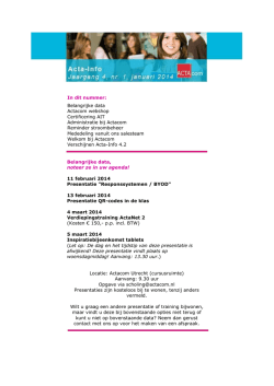 In dit nummer: Belangrijke data Actacom webshop Certificering AIT