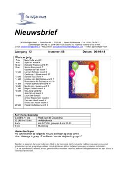 Nieuwsbrief 8: 6 oktober - Stichting De Blauwe Loper