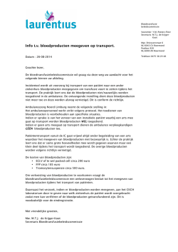 Info t.v. bloedproducten meegeven op transport. - ic