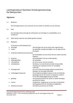 Leerlingenstatuut Openbare Scholengemeenschap De Meergronden