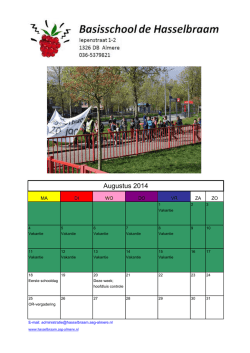 Jaarkalender Hasselbraam 2014-2015