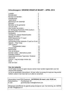 Inhoudsopgave GROENE KRANTJE MAART &ndash; APRIL