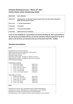 Schedule Worldschool Event – March 14 2014 Carolus Clusius