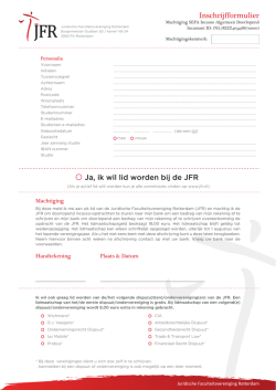 Inschrijfformulier Ja, ik wil lid worden bij de JFR