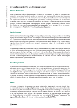 Invercote Award 2015 wedstrijdreglement INVER C O TE A W ARD