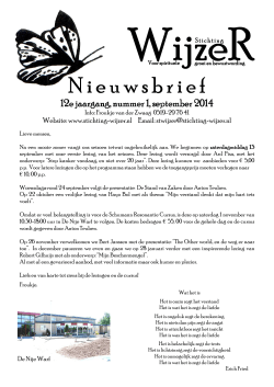 Nieuwsbrief september 2014