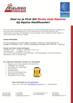 Haal nu je First Aid Eerste Hulp Diploma bij Aquino Healthcenter!