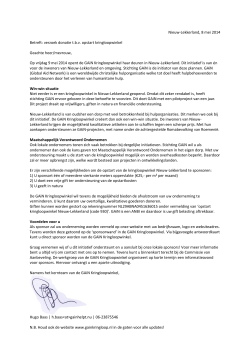 Nieuw-Lekkerland, 8 mei 2014 Betreft: verzoek