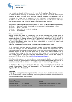 Door middel van deze brief informeren wij u over de Vredesloop