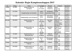 Kalender Regio Kampioenschappen 2015