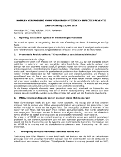 Voorstel agenda NVMM Werkgroep Hygiene en Infectiepreventie “HIP”