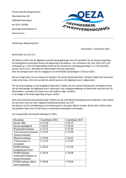 Discipline Contributie 2014 Contributie 2015 Zwem ABC &euro; 27,50