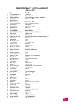 Deelnemerslijst TSM Nieuwjaarsevent 2014