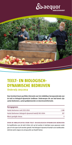 TEELT- EN BIOLOGISCH- DYNAMISCHE BEDRIJVEN