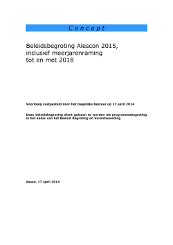 Alescon beleidsbegroting 2015 en mjr 2018 voorlopig vastgesteld in