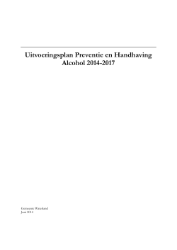 Uitvoeringsplan Preventie en Handhaving Alcohol 2014-2017