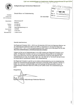Het Regionaal Crisisplan 2014