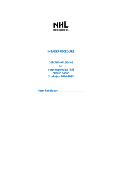 INTAKEPROCEDURE - NHL Hogeschool