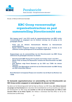 KBC Groep vereenvoudigt organisatiestructuur en past