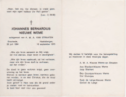 JOHANNES BERNARDUS NIEUWE WEME