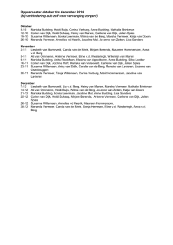 Oppasrooster oktober tm december 2014