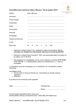 Inschrijfformulier deelnemer Make a Memory &ldquo;Op de pedalen 2014