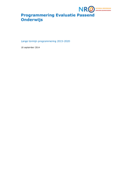 Programmering Evaluatie Passend Onderwijs