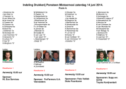 Indeling Drukkerij Ponsteen Mixtoernooi zaterdag 14 juni