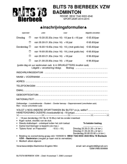 inschrijvingsformulier - Blits 78 Bierbeek vzw