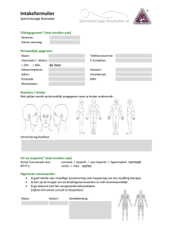 Intakeformulier - Sportmassage