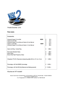Pricelist December 2014: Pluto Audio: Accessories: All prices are