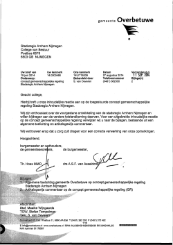 Brief gemeente Overbetuwe - De Stadsregio Arnhem Nijmegen