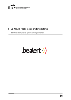 Handleiding BE ALERT - DG Centre de Crise