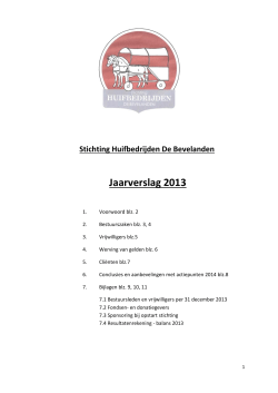SHDB Jaarverslag 2013 - Stichting Huifbedrijden de Bevelanden