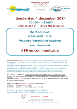 donderdag 4 december 2014 De Zeeparel ASS en communicatie
