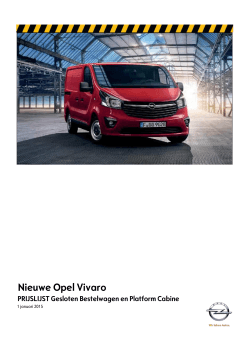Prijslijst Nieuwe Vivaro Van en Platform Cabine